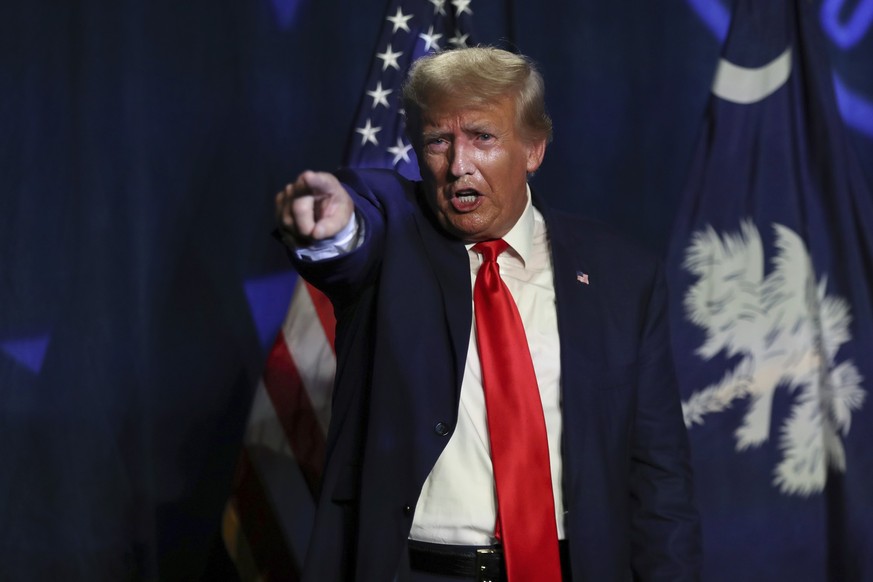 Former President Donald Trump leaves after speaking at the 56th annual Silver Elephant Gala in Columbia, S.C., Saturday, Aug. 5, 2023. (AP Photo/Artie Walker Jr.)