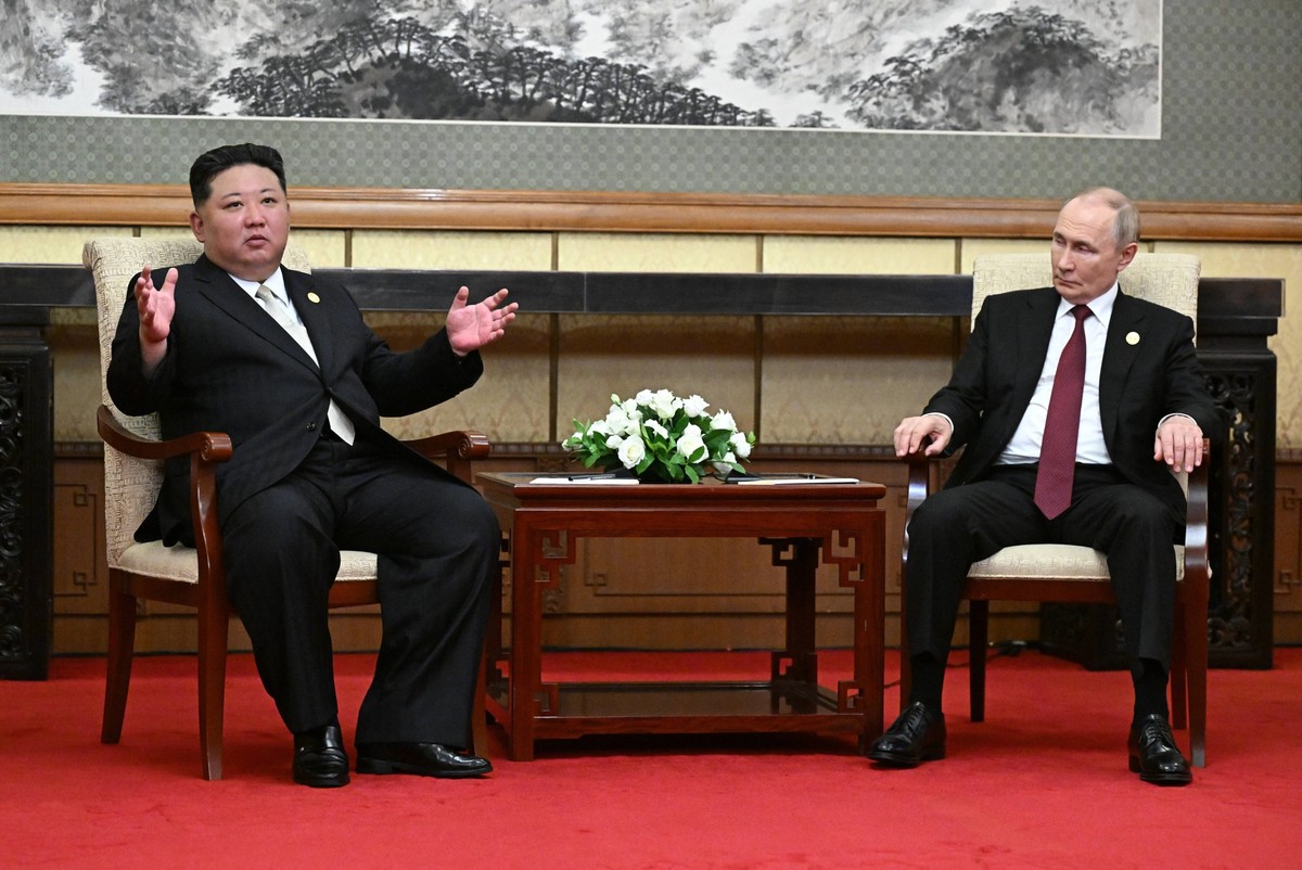 China Russia 8994753 03.09.2025 North Korean leader Kim Jong Un and Russian President Vladimir Putin attend a meeting at the Diaoyutai State Guesthouse in Beijing, China. Sergey Bobylev / Sputnik Beij ...