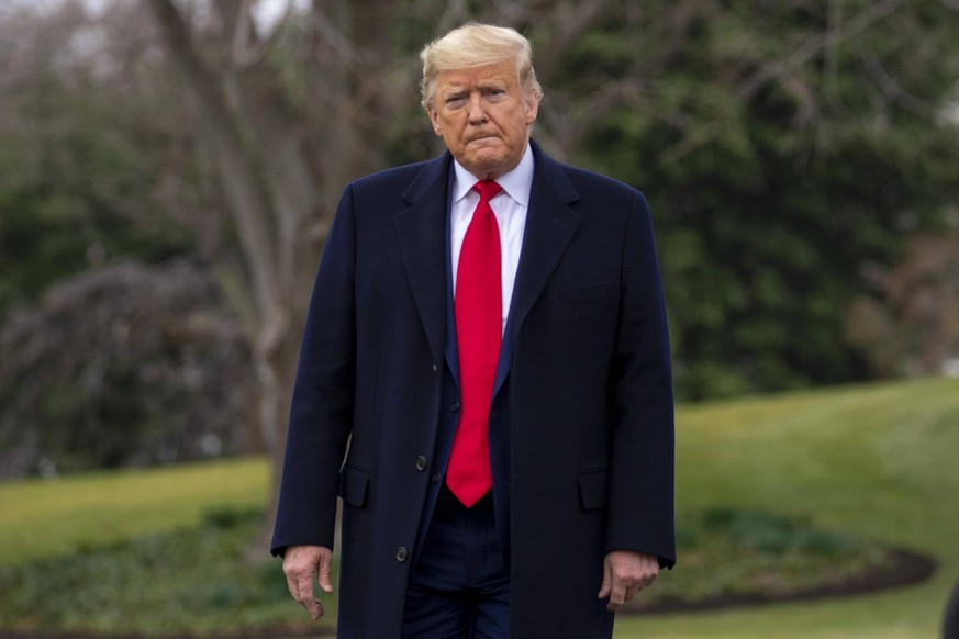 March 2, 2020, Washington, District of Columbia, USA: United States President Donald J. Trump walks out of the White House in Washington, D.C. on Monday, March 2, 2020. President Donald Trump heads to ...