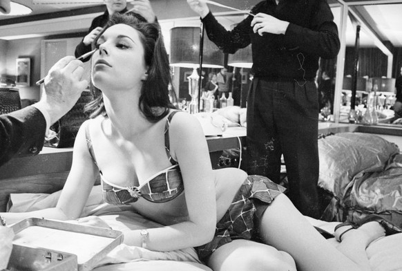 7th March 1963: American actress, Tracy Reed, being made up before shooting begins on the set of the film &#039;Dr Strangelove or: How I Learned to Stop Worrying and Love the Bomb&#039;. (Photo by Reg ...