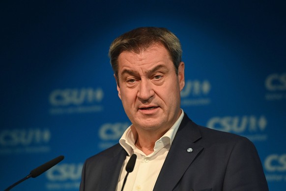 Markus SOEDER Ministerpraesident Bayern und CSU Vorsitzender, Einzelbild,angeschnittenes Einzelmotiv,Portraet,Portrait,Porträt. Pressekonferenz im Anschluss an die Vorstandssitzung des CSU Praesidiums ...