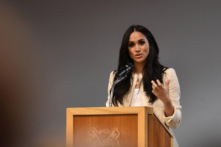 . 07/03/2020. Dagenham, United Kingdom. Meghan Markle, the Duchess of Sussex , during a visit to Robert Clack School in Dagenham, United Kingdom, in support of International Womens Day. PUBLICATIONxIN ...