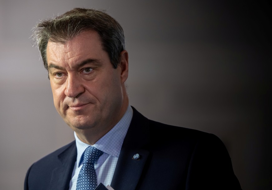Bavarian State Prime Minister Markus Soeder addresses a news conference in Munich, Germany, April 3, 2020, as the spread of the coronavirus disease (COVID-19) continues. Peter Kneffel/Pool via Reuters