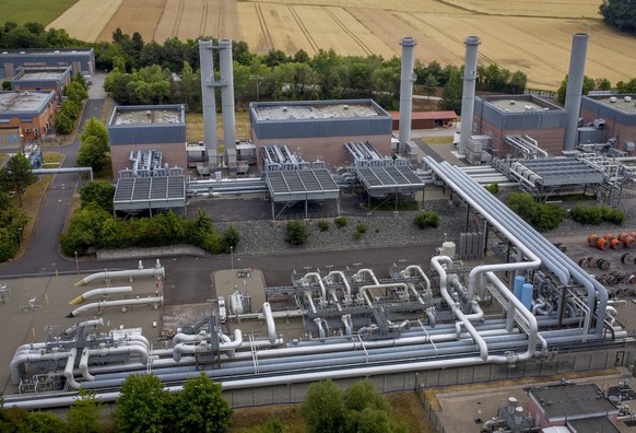 FILE - The gas storage plant Reckrod is pictured near Eiterfeld, central Germany, on July 14, 2022, after the Nord Stream 1 pipeline was shut down due to maintenance. The euro has fallen below parity  ...