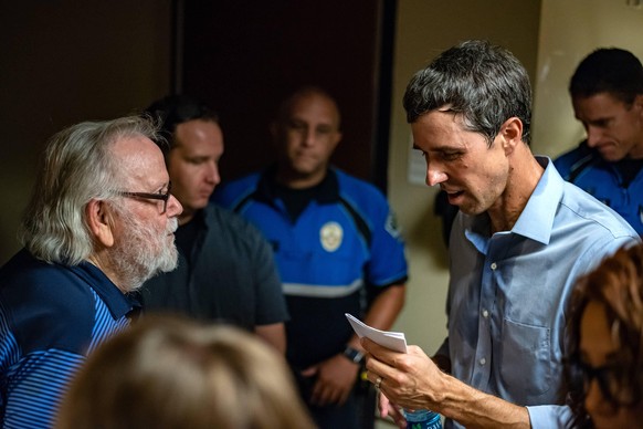 Beto O Rourke talks to a supporter following a speech at AT&amp;T Conference Center in Austin, Texas on Thursday, October 4, 2018. Texas Democrat Senate candidate Beto O Rourke is trying to get voters ...