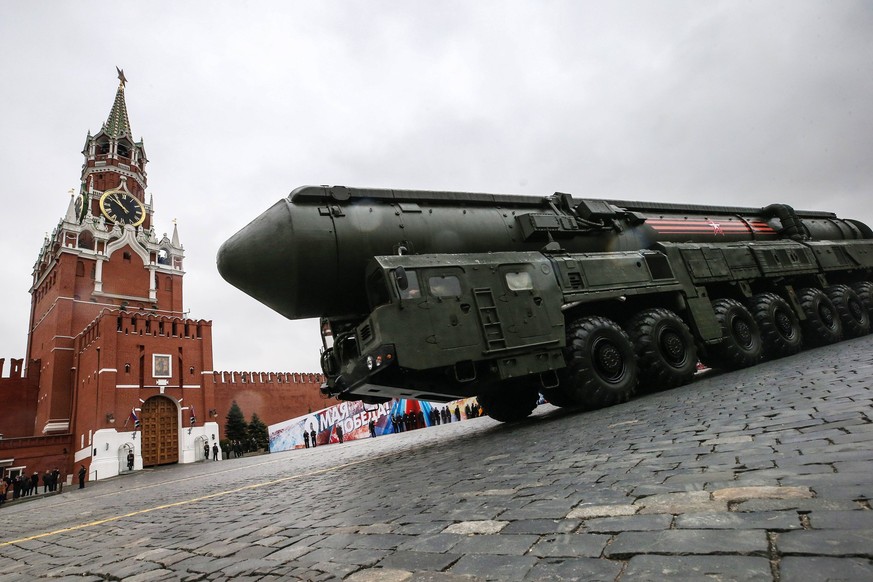 MOSCOW, RUSSIA - MAY 9, 2017: An RS-24 Yars mobile intercontinental ballistic missile system rool down Moscow s Red Square during a Victory Day military parade marking the 72nd anniversary of the vict ...