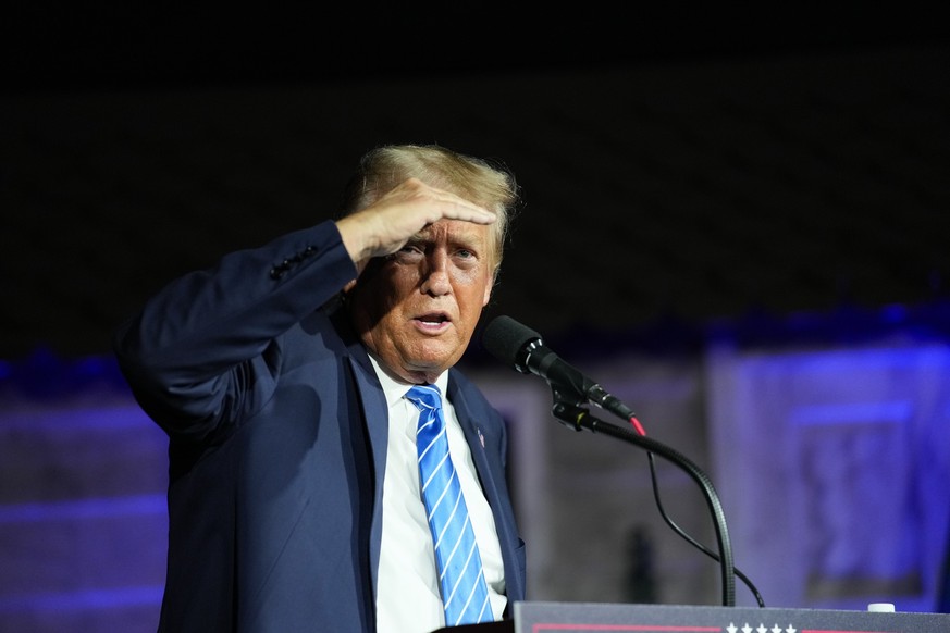 Republican presidential candidate and former President Donald Trump speaks at a campaign event, Saturday, Oct. 28, 2023, in Las Vegas. (AP Photo/John Locher)