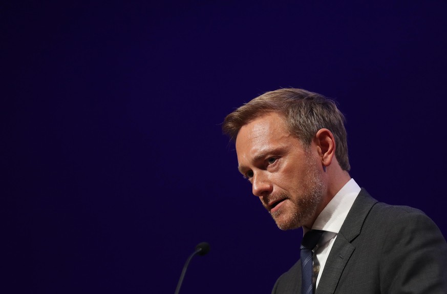 BERLIN, GERMANY - JUNE 20: Christian Lindner, lead candidate of the German Free Democrats (FDP) political party and FDP lead candidate in German federal elections scheduled for September, speaks at th ...