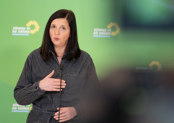 09.02.2021, Berlin: Katrin G�ring-Eckardt, Fraktionsvorsitzende von B�ndnis90/Die Gr�nen, spricht zu Medienvertretern. Foto: Gregor Bauernfeind/dpa +++ dpa-Bildfunk +++