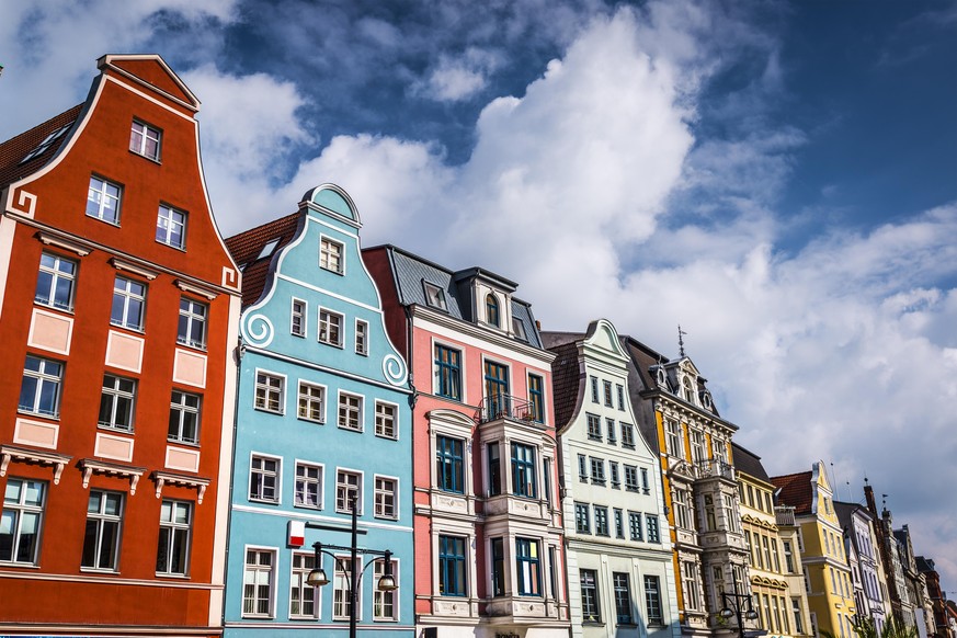 Rostock, Germany at the old town gable houses.