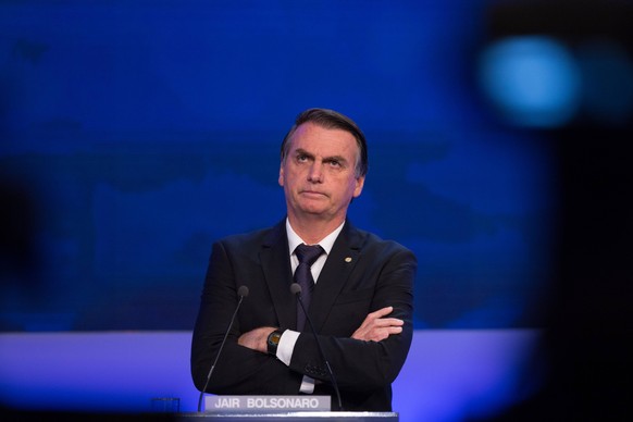 August 10, 2018 - Sao Paulo, Sao Paulo, Brazil - JAIR BOLSONARO, candidate by PSL (Social Liberal Party), takes part in the first debate of the 2018 elections for President of Brazil, at the headquart ...