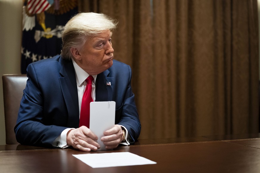 April 14, 2020, Washington, District of Columbia, USA: United States President Donald J. Trump makes remarks during a meeting with Healthcare Executives in the Cabinet Room of the White House, Tuesday ...