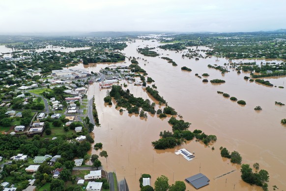 HANDOUT - 27.02.2022, Australien, Gympie: Ein bereitgestelltes Bild zeigt �berschwemmungen in Gympie, 170,7 Kilometer n�rdlich von Brisbane, in Queensland. Laut Premierminister Morrison k�nnen die von ...