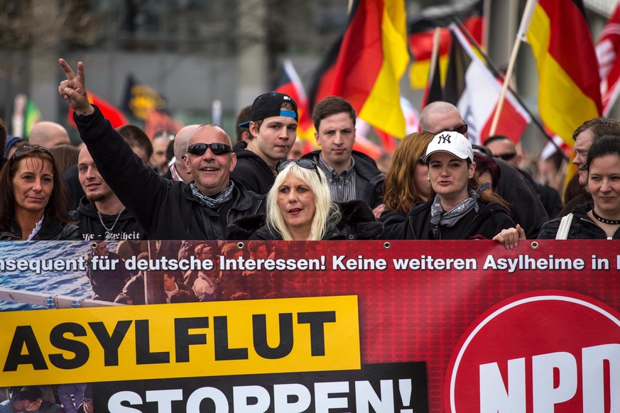 Eine Demonstration der NPD in Essen im April 2016.