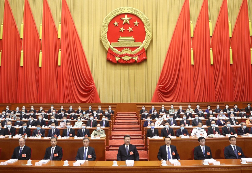 Die Führung der Kommunistischen Partei Chinas bei der Plenarsitzung des Volkskongresses.