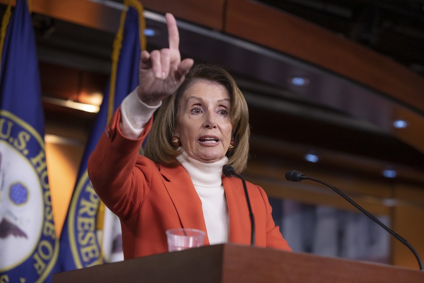 FILE - In this Nov. 15, 2018, file photo, House Minority Leader Nancy Pelosi, D-Calif., talks to reporters during a news conference at the Capitol in Washington. Pelosi enters the House Democratic lea ...