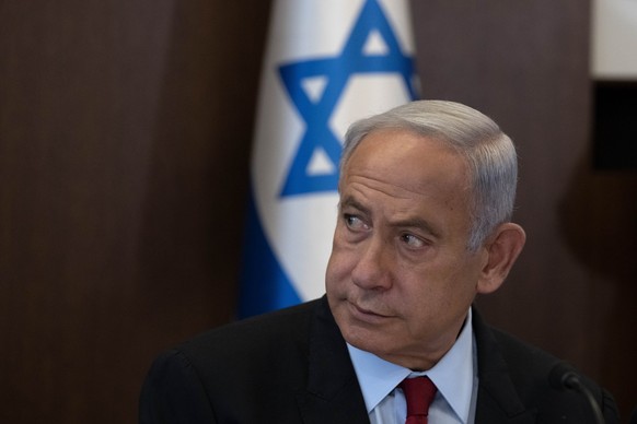 22.01.2023, Israel, Jerusalem: Benjamin Netanjahu, Ministerpräsident von Israel, leitet die wöchentliche Kabinettssitzung. Foto: Maya Alleruzzo/Pool AP/dpa +++ dpa-Bildfunk +++