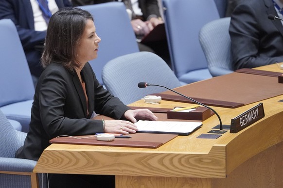 Annalena Baerbock während ihrer Rede vor dem UN-Sicherheitsrat.