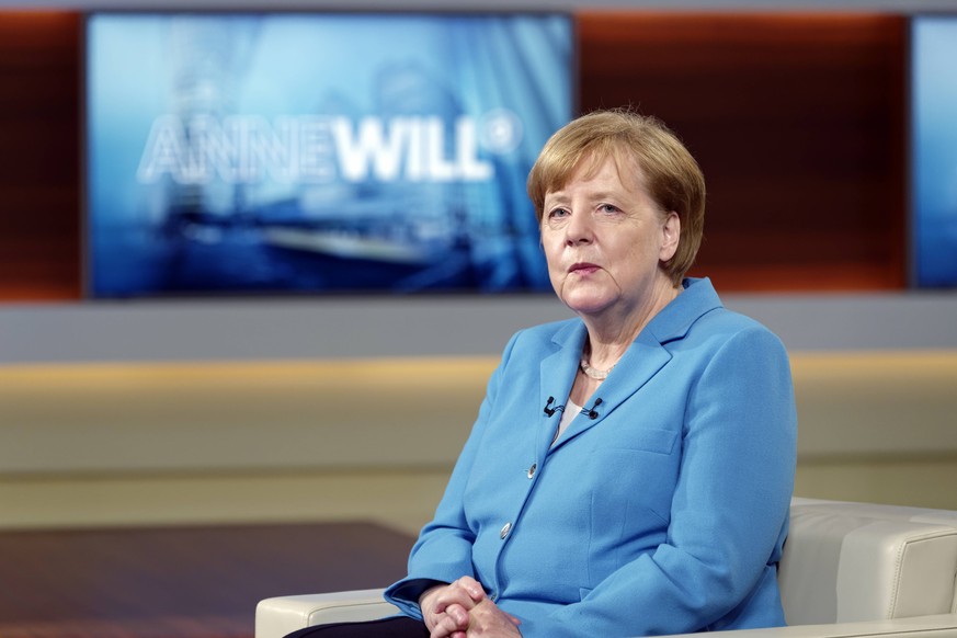 Angel Merkel bei Anne Will 2018-06-10, Berlin, Deutschland - Bundeskanzlerin Angela Merkel (CDU) zu Gast bei Anne Will im Ersten Deutschen Fernsehen. Thema der Talkrunde: Nach dem G7-Gipfel. *** Angel ...