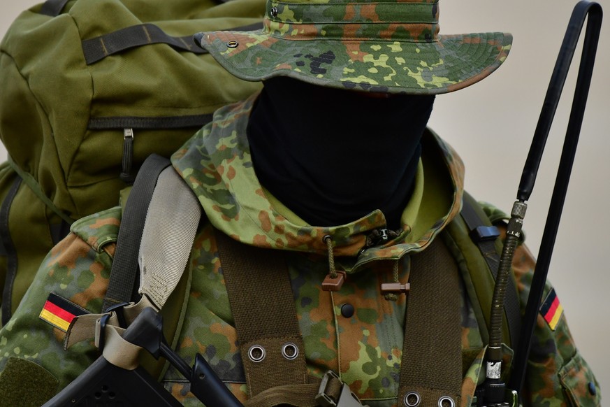 MUNSTER, GERMANY - SEPTEMBER 28: Soldiers of the long-range recon troop of the Bundeswehr, the German armed forces, is seen during a presentation at a three-day Bundeswehr exercise on September 28, 20 ...