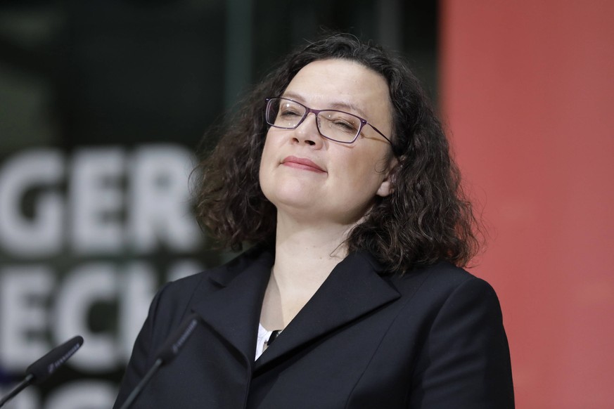 Andrea Nahles, Parteivorsitzende der SPD, PK zu: Landtagswahlen in Hessen, DEU, Berlin, 29.10.2018