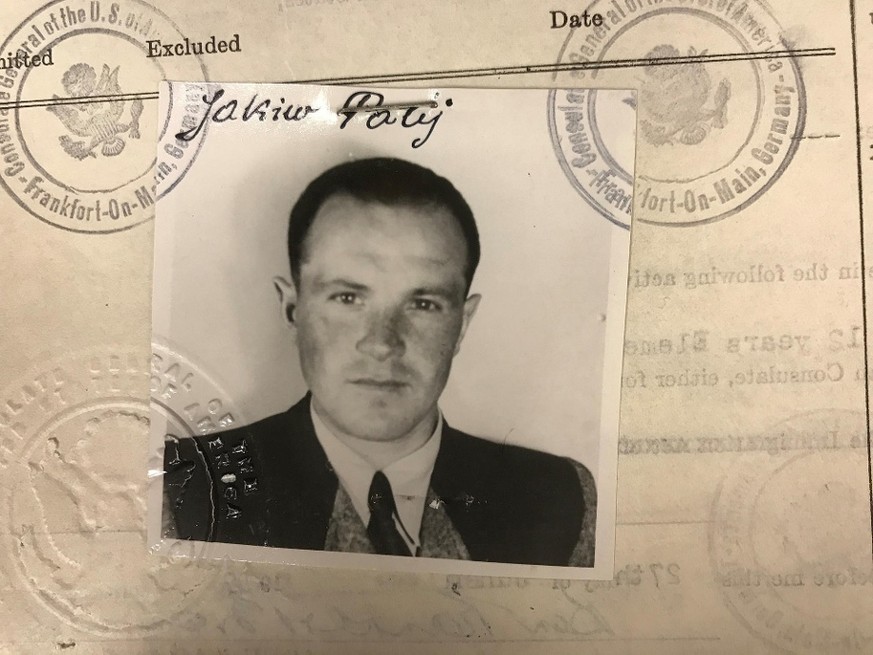 Jakiv Palij auf einem Foto von 1949 auf seinem Visum für die USA.&nbsp;