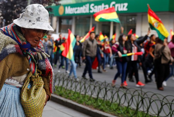 A woman attends a protest in La Paz, Bolivia October 26, 2019. REUTERS/Kai Pfaffenbach