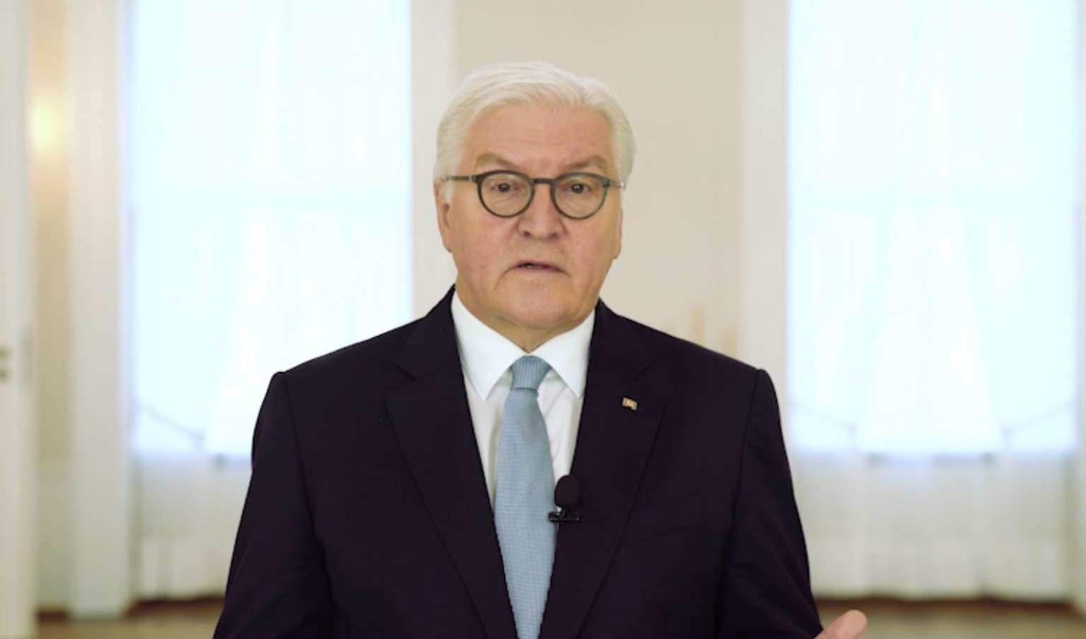 Der Bundespräsident Frank-Walter Steinmeier bei seiner Ansprache im Schloss Bellevue.