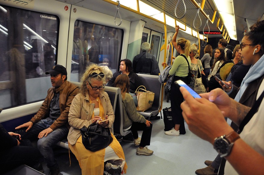 Copenhagen,Denmark/01 July 2020/Since Denmark has re-open there are more passenger by Metro train and bus public transport during covi-19 Photo..Francis Joseph Dean/DeanPictures