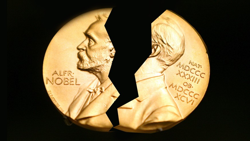 ARCHIV - Eine Medaille mit dem Konterfei von Alfred Nobel ist am 08.12.2007 im Nobel Museum in der Altstadt von Stockholm zu sehen. (zu dpa «Gerüchte um die Nobelpreise - und was richtig ist» vom 02.1 ...