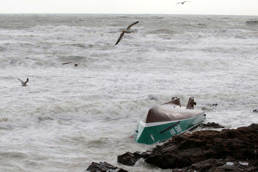 Das gestrandete Boot SNSM 061: Drei Seenotretter starben im Sturm. 