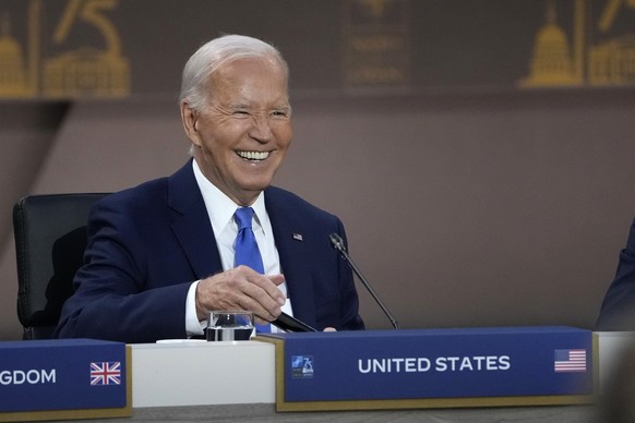 President Joe Biden attends Working Session II of the NATO Summit in Washington, Thursday, July 11, 2024. (AP Photo/Susan Walsh)