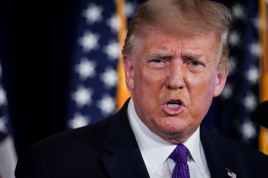 U.S. President Donald Trump speaks during a news conference at Trump National Golf Club in Bedminster, New Jersey, U.S., August 15, 2020. REUTERS/Sarah Silbiger