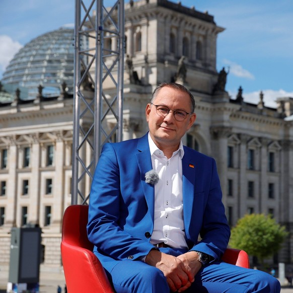 AfD-Vorsitzende Tino Chrupalla, Deutschland, Berlin, ARD-Sommerinterview mit Tino Chrupalla AfD *** AfD Chairman Tino Chrupalla, Germany, Berlin, ARD summer interview with Tino Chrupalla AfD