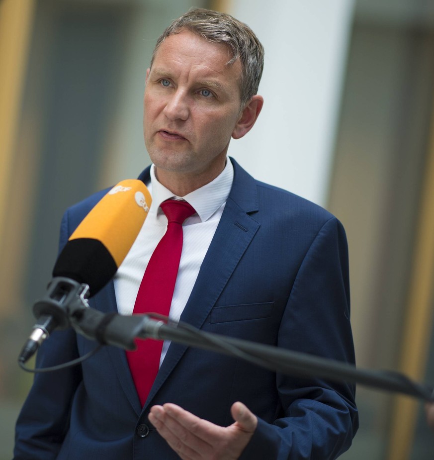 Björn Höcke spricht in ein Mikrofon des ZDF.