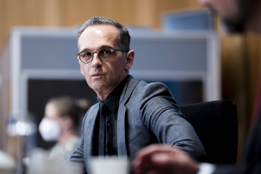 Bundesaussenminister Heiko Maas, SPD, aufgenommen bei einer Videokonferenz im Rahmen des High-Level Side Event der General Assembly of the United Nations UNGA zu Sudan, im Auswaertigen Amt in Berlin . ...