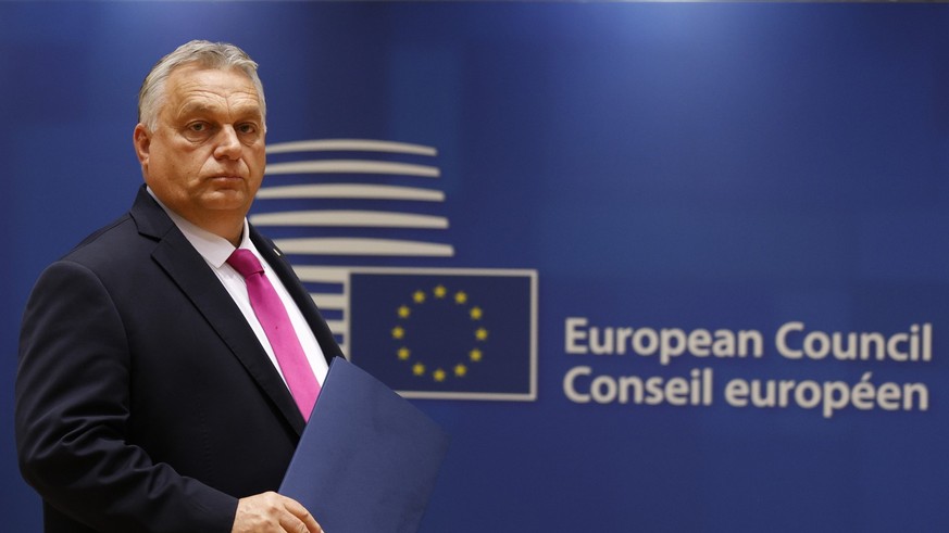 FILE - Hungary&#039;s Prime Minister Viktor Orban arrives for a round table meeting at an EU summit in Brussels, on Oct. 26, 2023. Hungary&#039;s prime minister said Friday, Nov. 10, 2023, he does not ...