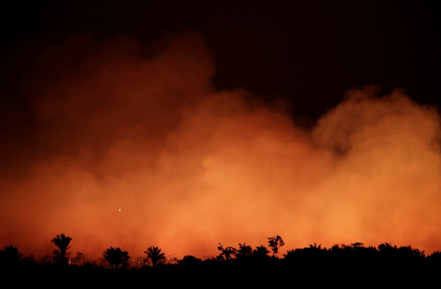 Smoke billows during a fire in an area of the Amazon rainforest near Humaita, Amazonas State, Brazil, Brazil August 17, 2019. Picture Taken August 17, 2019. REUTERS/Ueslei Marcelino