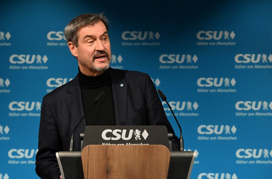 ARCHIV - 07.11.2024, Bayern, München: Markus Söder, CSU-Vorsitzender und bayerischer Ministerpräsident, spricht in der CSU-Landesleitung bei einer Pressekonferenz über den Bruch der Ampel-Koalition. ( ...