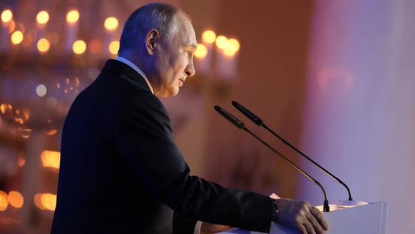 Russia Putin International Parliamentary Conference 8527297 29.09.2023 Russian President Vladimir Putin delivers a speech during an opening of the Russia - Latin America international parliamentary co ...