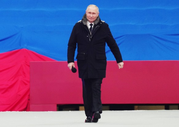 Russia Putin Military Support Concert 8375831 22.02.2023 Russian President Vladimir Putin attends a concert dedicated to Russian servicemen taking part in the military operation in Ukraine on the eve  ...