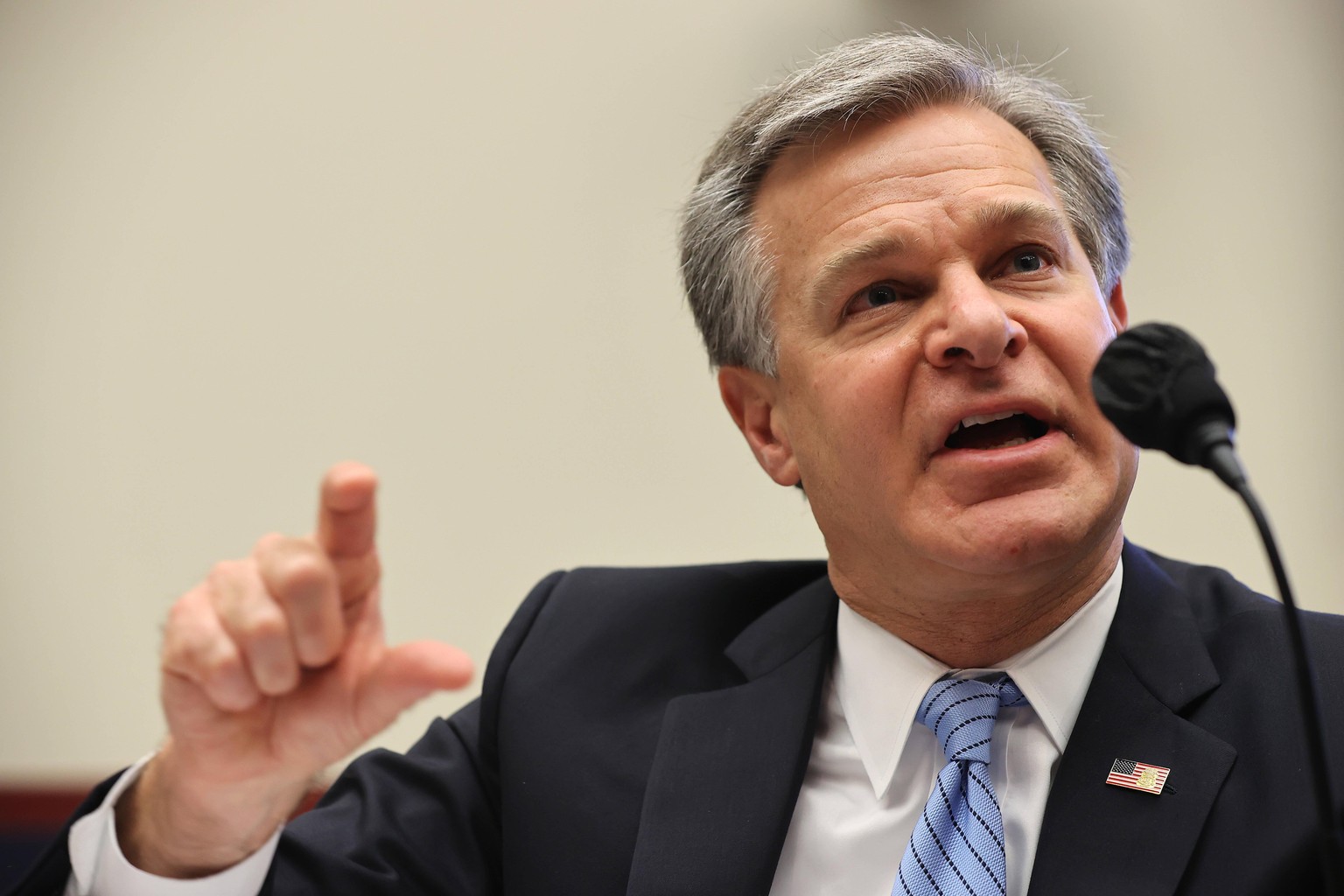 September 17, 2020, Washington, District of Columbia, USA: Federal Bureau of Investigation Director Christopher Wray testifies before the House Homeland Security Committee during a hearing about world ...