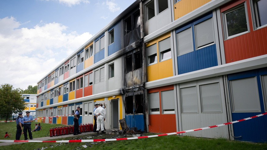 Brandanschlag auf ein Berliner Flüchtlingsheim im Sommer 2016.