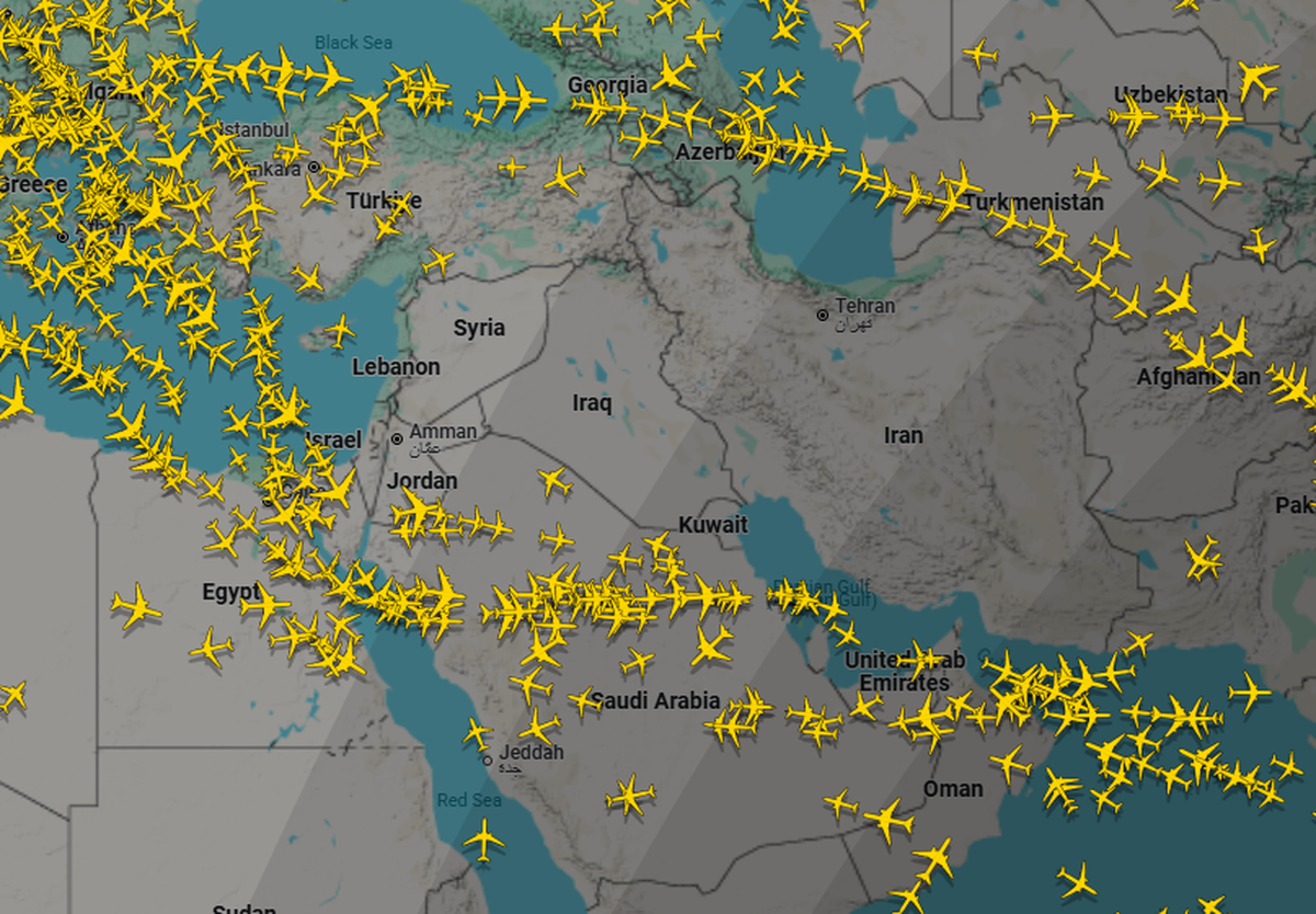 Der Luftraum über Iran, Irak und Israel ist aktuell gesperrt.