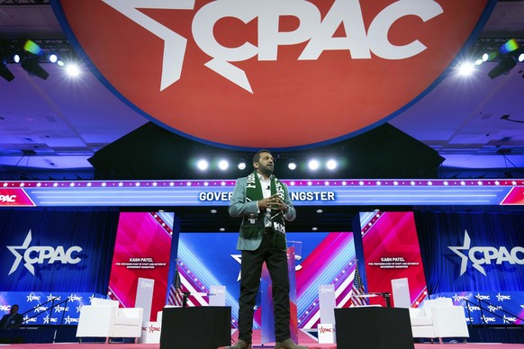 FILE - Former Pentagon Chief of Staff Kash Patel speaks during the Conservative Political Action Conference, CPAC 2024, at the National Harbor, in Oxon Hill, Md., Friday, Feb. 23, 2024. (AP Photo/Jose ...