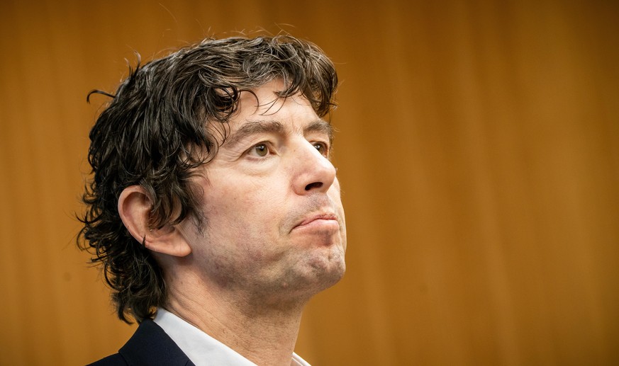 26.03.2020, Berlin: Christian Drosten, Direktor, Institut für Virologie, Charite - Universitätsmedizin Berlin, aufgenommen im Forschungsministerium bei einer Pressekonferenz zum Nationalen Forschungsb ...