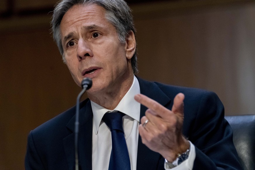 Secretary of State Antony Blinken testifies during a Senate Foreign Relations budget hearing on Capitol Hill, Tuesday, June 8, 2021 in Washington. (AP Photo/Andrew Harnik)