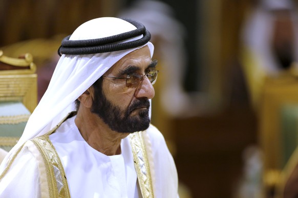 ARCHIV - 10.12.2019, Saudi-Arabien, Riad: Der emiratische Ministerpr�sident und Emir von Dubai, Mohammed bin Raschid al-Maktum nimmt am 40. Gipfeltreffen des Golf-Kooperationsrates teil. Seine Tochter ...