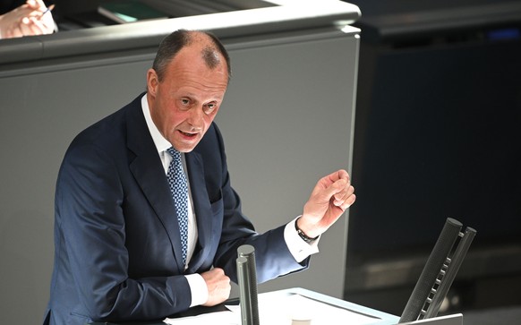 Friedrich Merz bei seiner Rede im Bundestag.
