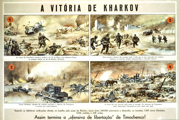 German anti-bolshevist propaganda poster in Spanish, German offensive in Kharkov, USSR German anti-bolshevist propaganda poster in Spanish, German offensive in Kharkov, USSR 1941-1943 Germany/ USSR - ...